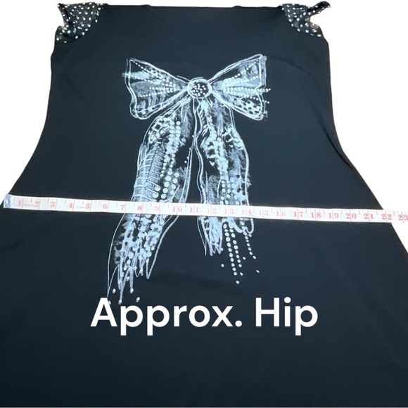 TRICOTTO Viscose Blend Black Popover Dress Mesh Trim w/ Polka Dots US Sz XL - Picture 6 of 9